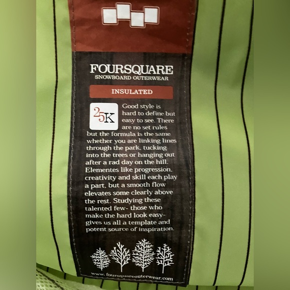 Foursquare Mens Large White/Green Hooded Snowboard Parka 25k Insulated Jacket - Picture 10 of 15